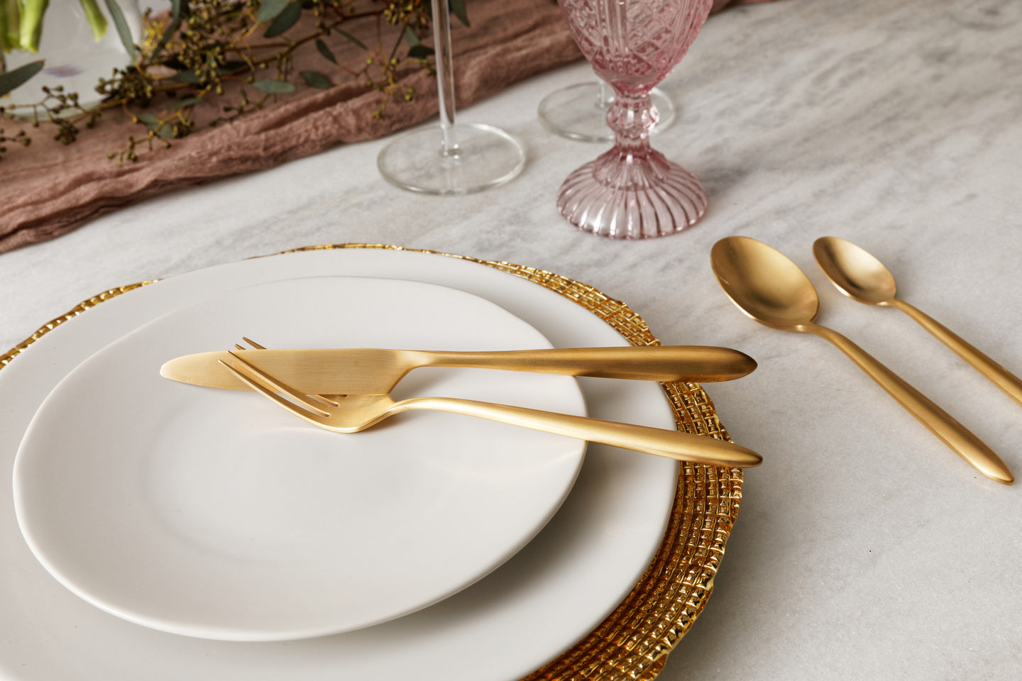 Fortessa Velo Brushed Flatware Set, 5-Piece, Brushed Gold