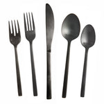 Fortessa Arezzo Brushed Black 18/10 Stainless Flatware Set, 5-Piece
