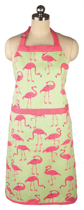 MU Kitchen Adjustable Cotton Designer Apron, 35-Inches, Flock of Flamingos