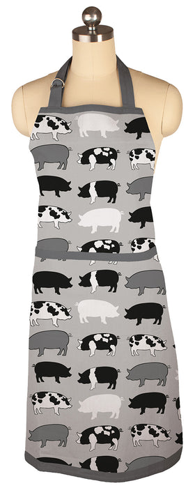 MU Kitchen Adjustable Cotton Designer Apron, 35-Inches, Pigs
