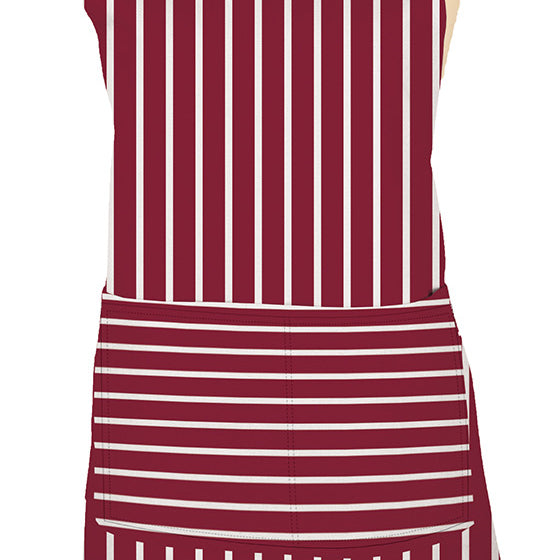 MU Kitchen Adjustable Cotton Pinstripe Apron, 35-Inches, Cabernet