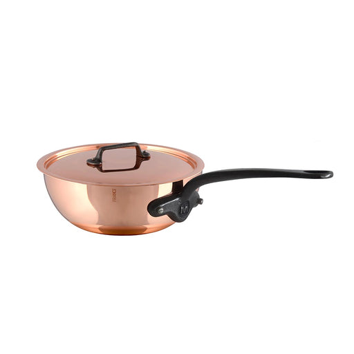Mauviel M'150 Ci Curved Splayed Saute Pan With Lid, 8.3 Inch