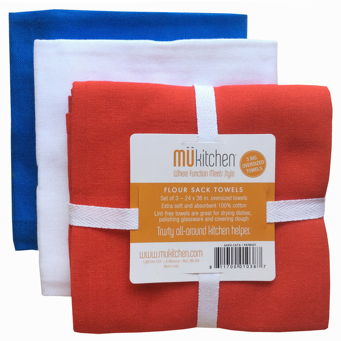 MU Kitchen 24" x 36" Flour Sack Towel - Set Of 3, Patriot