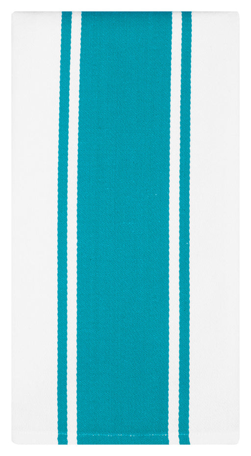 MU Kitchen Classic Cotton Stripe Towel, 20 x 30 Inch, Aquamarine