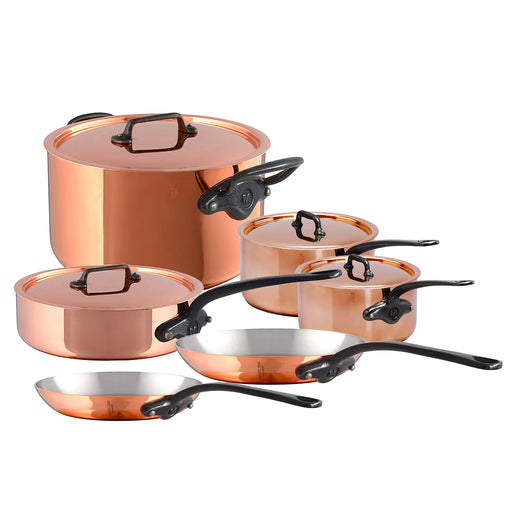Mauviel Copper M'200 Ci 10 Piece Cookware Set with Cast Iron Handles