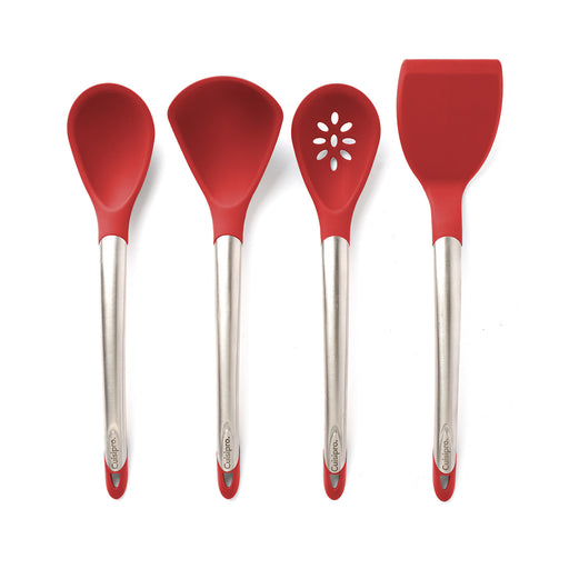 Cuisipro Silicone Kitchen Tool Set-Ladle, Turner, Spoon & Slotted Spoon, Red