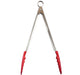 Cuisipro 12 Inch Stainless Steel Silicone Locking Tongs, Red