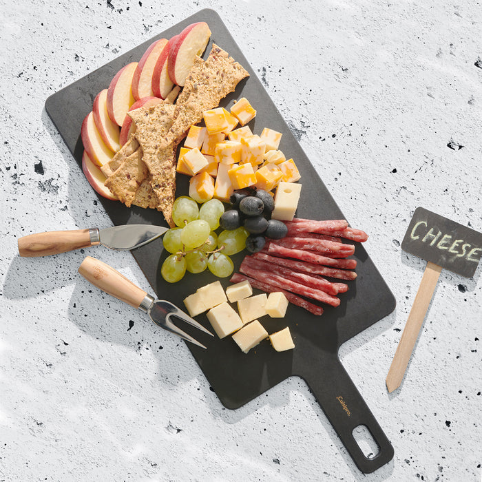 Cuisipro Fiber Wood Paddle Cutting Board, 18-Inch x7.5-Inch, Slate