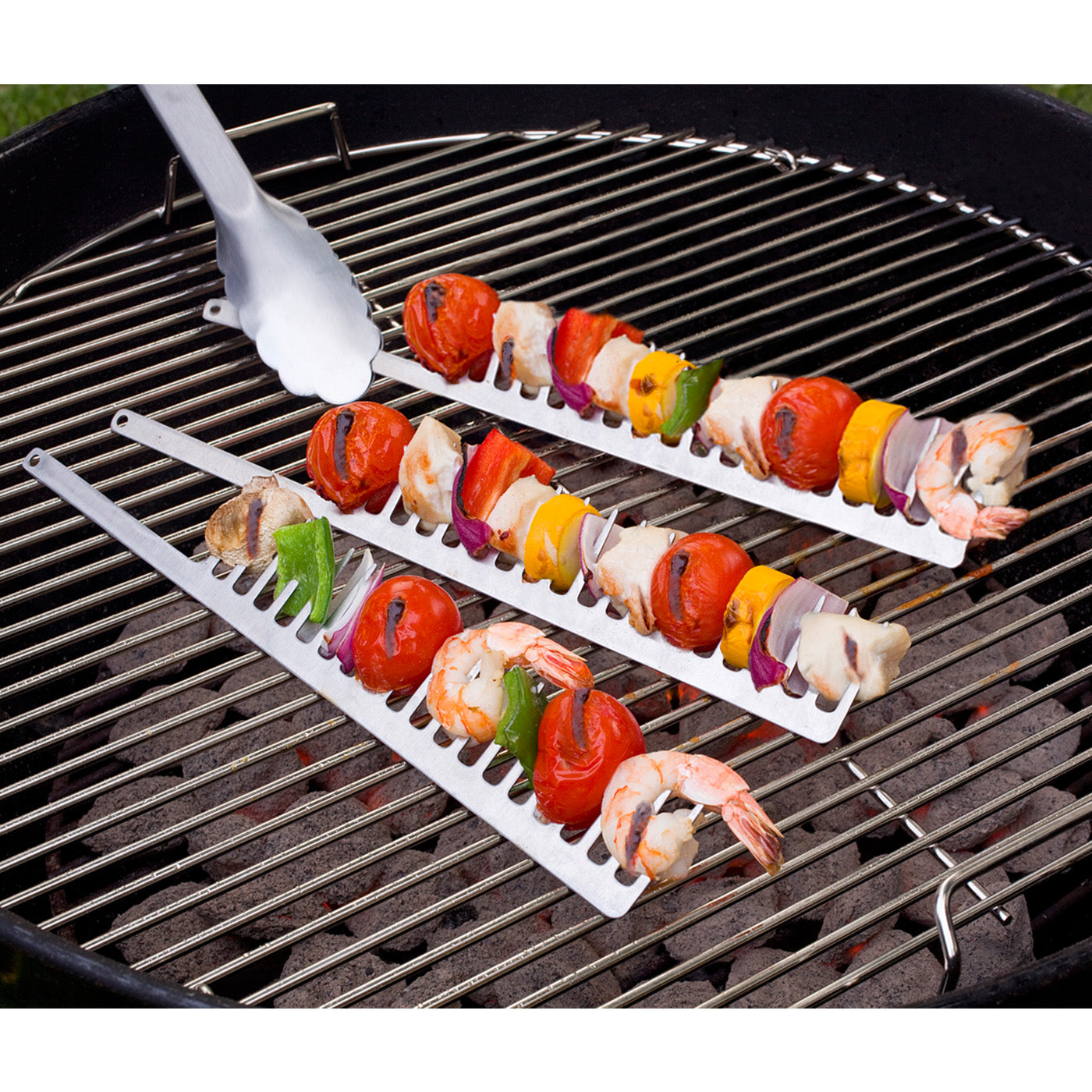 Fusionbrands GrillComb Stainless Steel BBQ Skewer Set Of 2