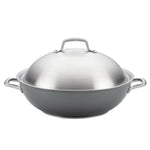 Anolon Accolade Hard Anodized Nonstick Wok with Lid, 13.5-Inch, Gray