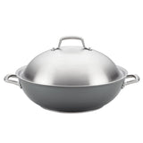 Anolon Accolade Hard Anodized Nonstick Wok with Lid, 13.5-Inch, Gray