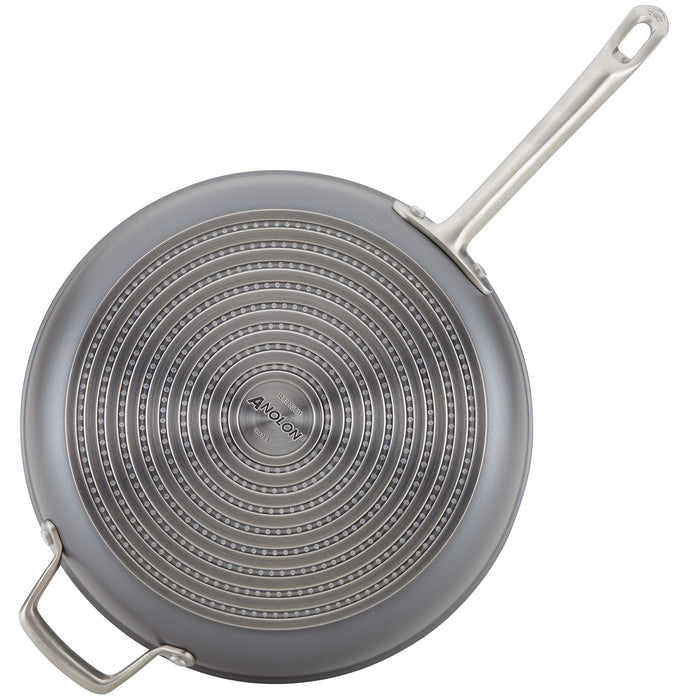 Anolon Accolade Hard Anodized Nonstick Deep Frying Pan with Lid, 12-Inch, Gray