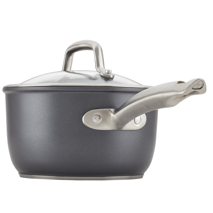 Anolon Accolade Hard Anodized Nonstick Saucepan with Lid, 2.5-Quart, Gray
