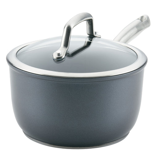 Anolon Accolade Hard Anodized Nonstick Saucepan with Lid, 2.5-Quart, Gray