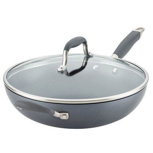 Anolon Advanced Home Hard-Anodized Nonstick Ultimate Pan with Lid, 12-Inch, Moonstone