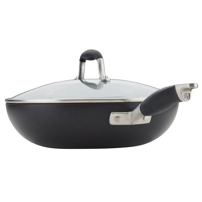 Anolon Advanced Home Hard-Anodized Nonstick Ultimate Pan with Lid, 12-Inch, Onyx