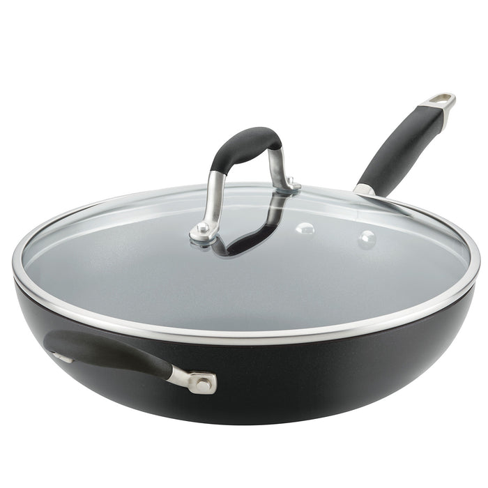 Anolon Advanced Home Hard-Anodized Nonstick Ultimate Pan with Lid, 12-Inch, Onyx