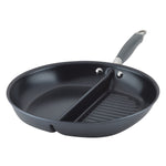Anolon Advanced Home Hard-Anodized Nonstick Divided Grill and Griddle Pan, 12.5-Inch, Moonstone