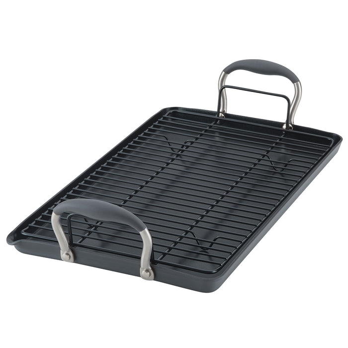 Anolon Advanced Home Hard-Anodized Nonstick Divided Grill and Griddle Pan,  12.5-Inch