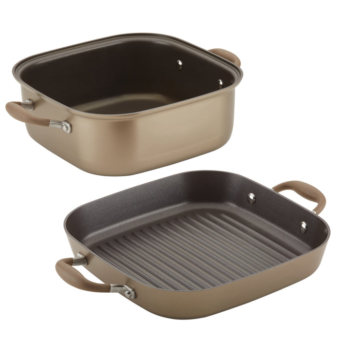 Anolon Advanced Home Hard-Anodized Nonstick Two Step Meal Cookware Set, 2-Piece, Bronze