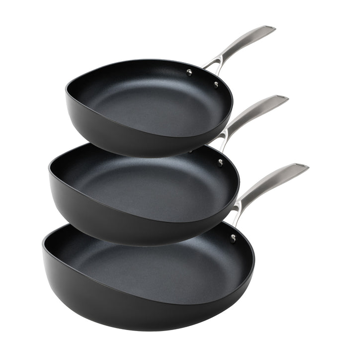Radical Pan Nonstick Frying & Saute Pan Skillet With Stainless Steel Handle, Set of 3 - 8.5", 10", 12"