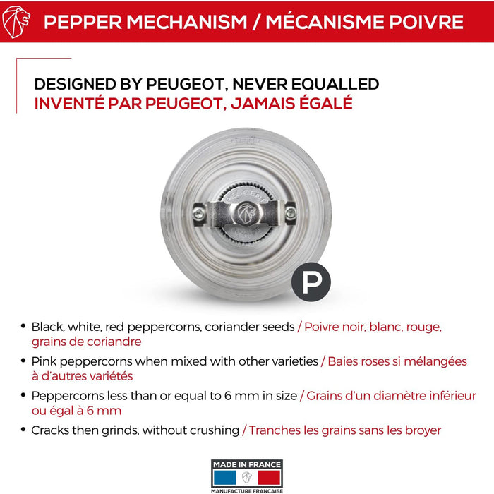 Peugeot Nancy Pepper Mill Acrylic, 5-Inch, Clear