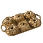 Nordic Ware Cast Aluminum Geo Bundtlette Pan, Gold