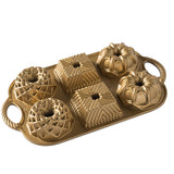 Nordic Ware Cast Aluminum Geo Bundtlette Pan, Gold