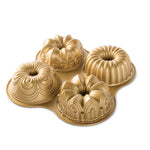Nordic Ware Cast Aluminum Bundt Quartet Pan, Gold