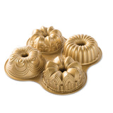 Nordic Ware Cast Aluminum Bundt Quartet Pan, Gold