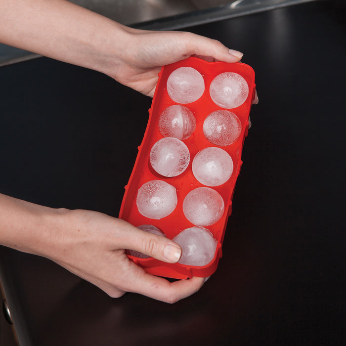 HIC Silicone Cannonball Ice Ball Mold Tray, Red