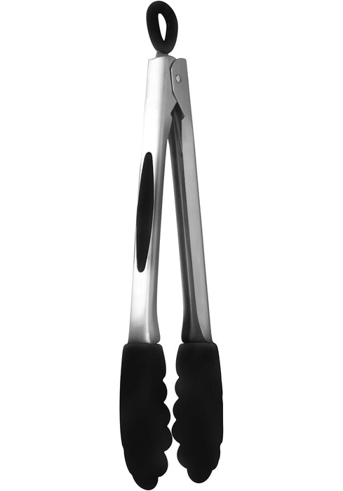 Mastrad Stainless Steel Cooking Tongs, 12-Inch, Black