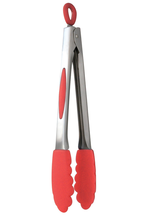 Mastrad Stainless Steel Cooking Tongs, 12-Inch, Red