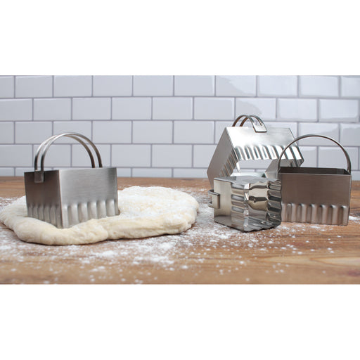RSVP Endurance Stainless Steel Square Biscuit Cutters, Rippled, set of 4