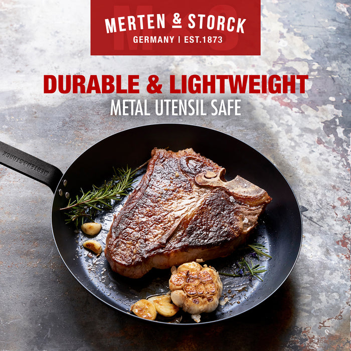 Merten & Storck Black Pre-Seasoned Carbon Steel 8-Inch Fry Pan, Black