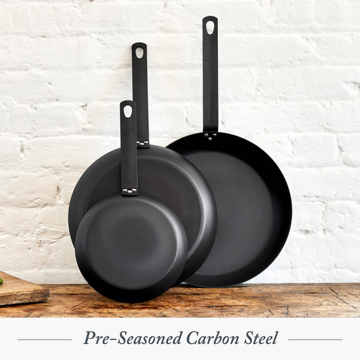 Merten & Storck Black Pre-Seasoned Carbon Steel 10-Inch Fry Pan, Black