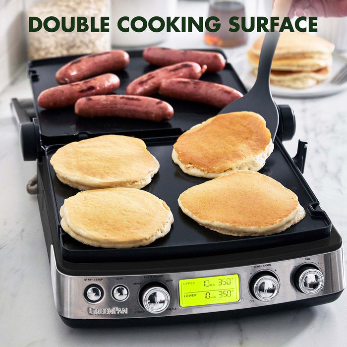 GreenPan Elite Electric Indoor Contact Grill & Griddle with Ceramic Nonstick Plates, Black