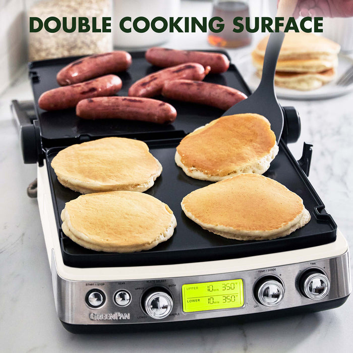 GreenPan Elite Electric Indoor Contact Grill & Griddle with Ceramic Nonstick Plates, Cloud Cream