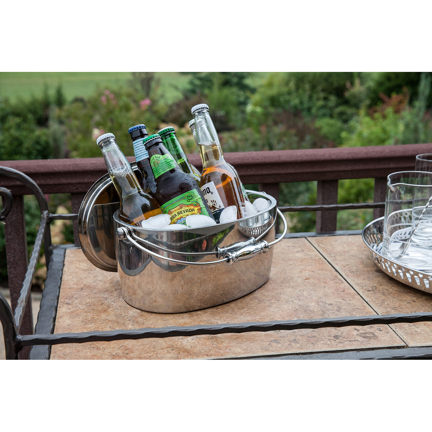 Crafthouse by Fortessa 12" x 5.25" Ice Bucket w/Handle and Drain Tray, Stainless