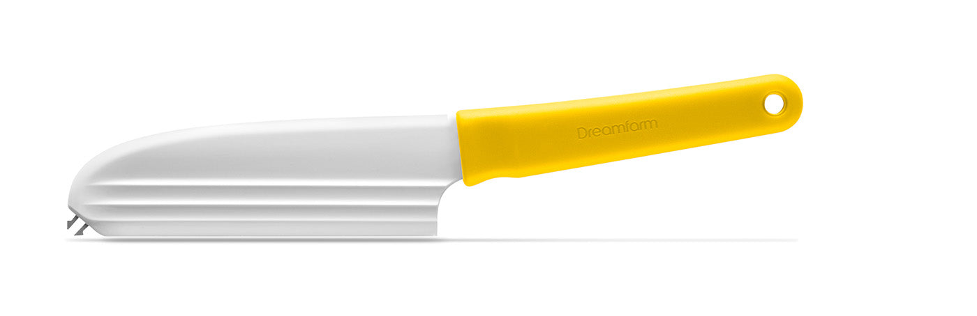 Dreamfarm Knibble Non-Stick Cheese Knife with Stainless Steel Forks, Yellow