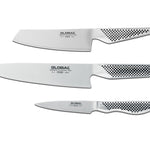 Global G-2538 3 Piece Knife Set with Chef's, Vegetable and Paring Knife
