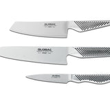 Global G-2538 3 Piece Knife Set with Chef's, Vegetable and Paring Knife