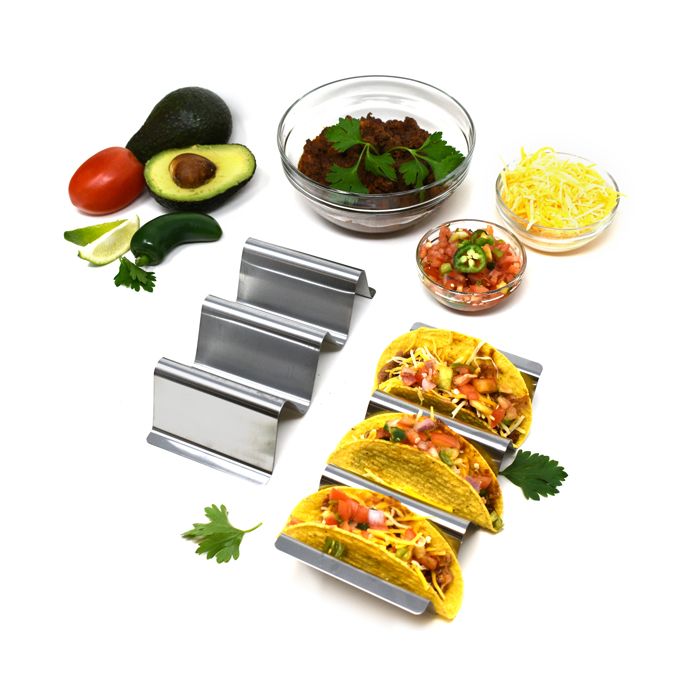 Norpro Stainless Steel Taco Rack, Holds 3 Tacos Each, Set of 2