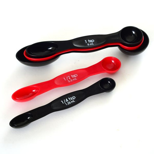 Norpro 5 Piece Nesting Magnetic Measuring Spoon Set 1/4 tsp to 1 tbsp, Red/Black