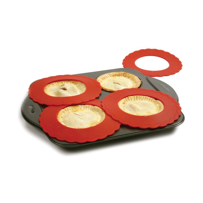 Norpro 6-Inch Silicone Mini Pie Pan Shields, Set of 4, Red