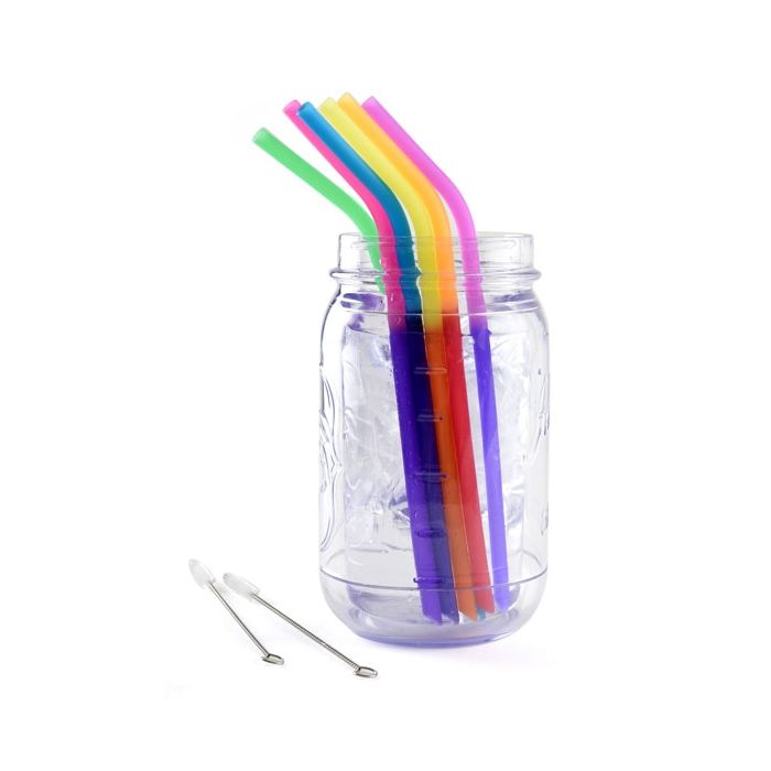 Norpro Silicone Reusable Color Changing Straws with Cleaning Brush, Set of 6