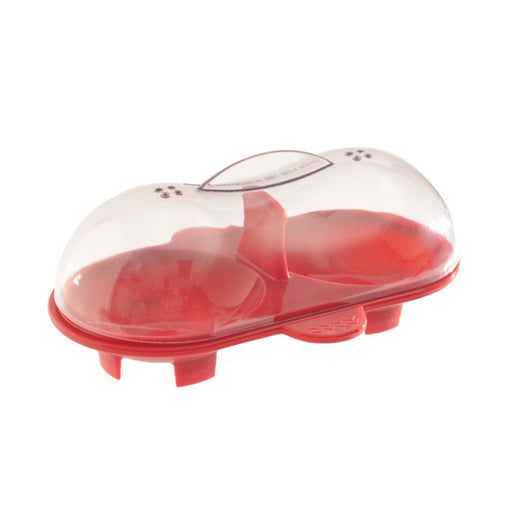 Norpro Silicone Microwave Double Egg Poacher with Lid, Red