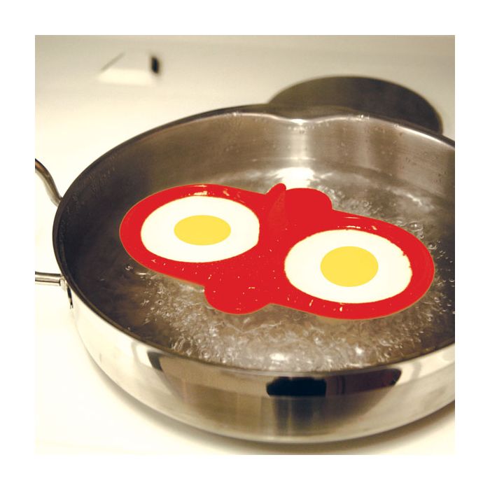 Norpro Silicone Microwave Double Egg Poacher with Lid, Red