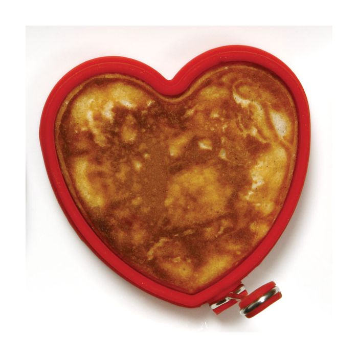Norpro 3.5-Inch Silicone Heart Shaped Pancake and Egg Rings, Set of 2, Red