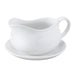 HIC Fine Porcelain Hotel Gravy Sauce Boat with Saucer Stand, 24 Ounces